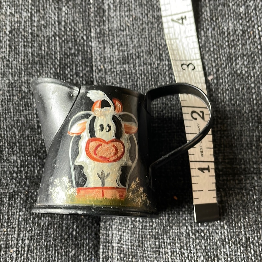 Tole painted small metal pitcher